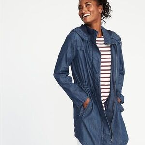 NWT Old Navy Chambray XXL Longline Utility Jacket